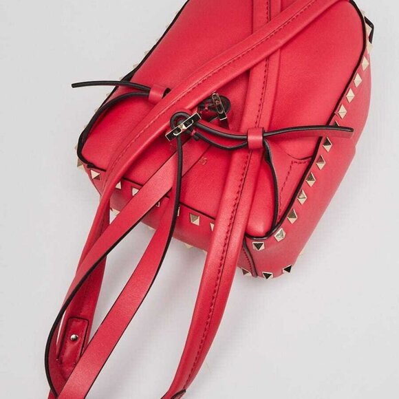 Valentino Red Smooth Leather Rockstud Mini Backpack Bag - Picture 3 of 10